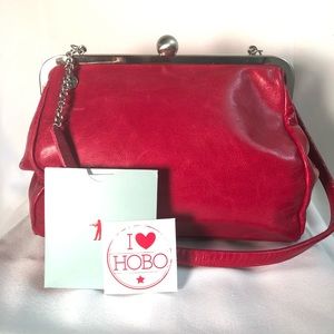 HOBO Red Leather Silver Hardware Shoulder Bag